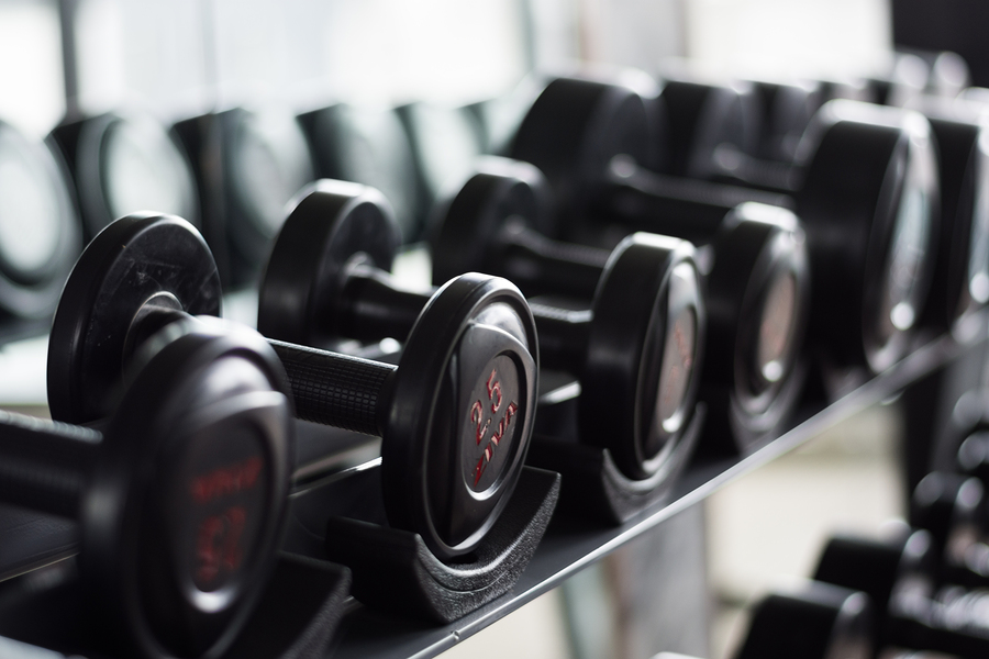 Dumbbells in the Gym Onto Orthpedics